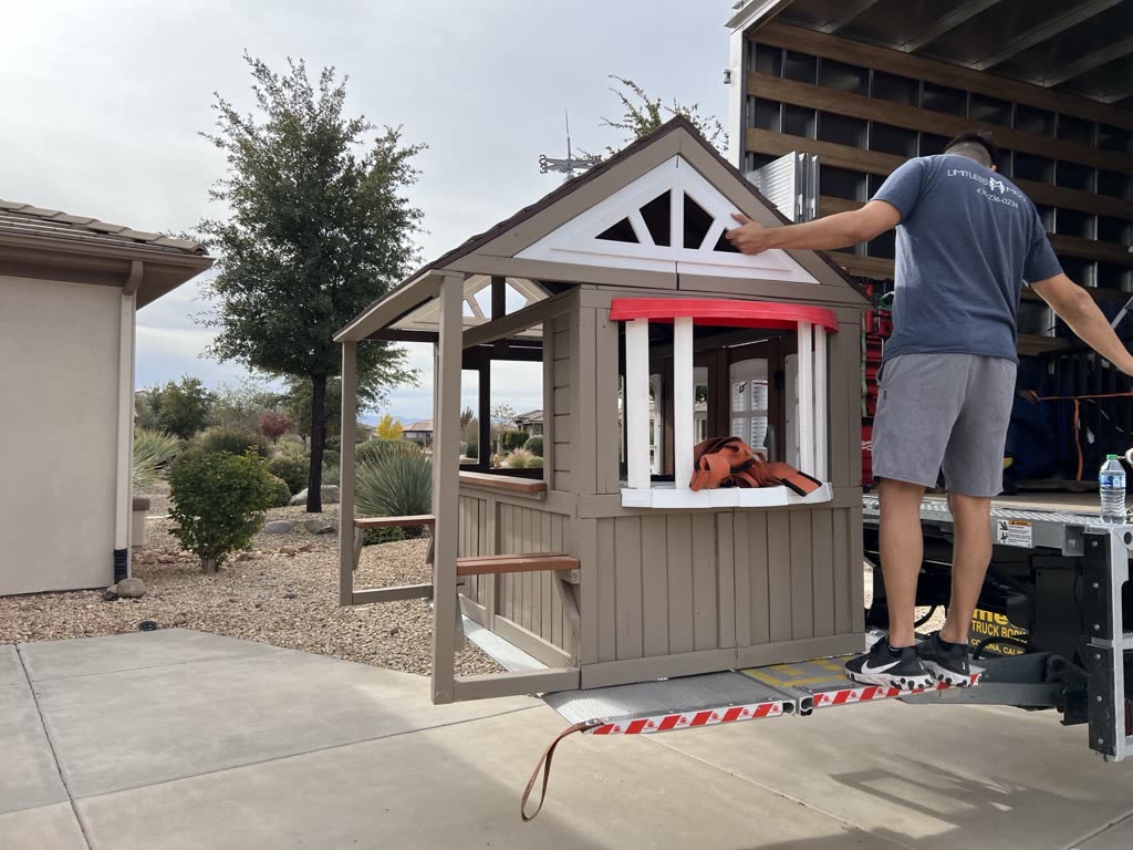 Loading a backyard playhouse