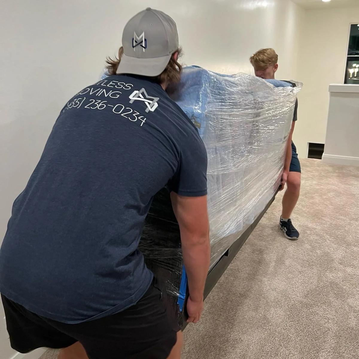 Wrapped furniture on its way out