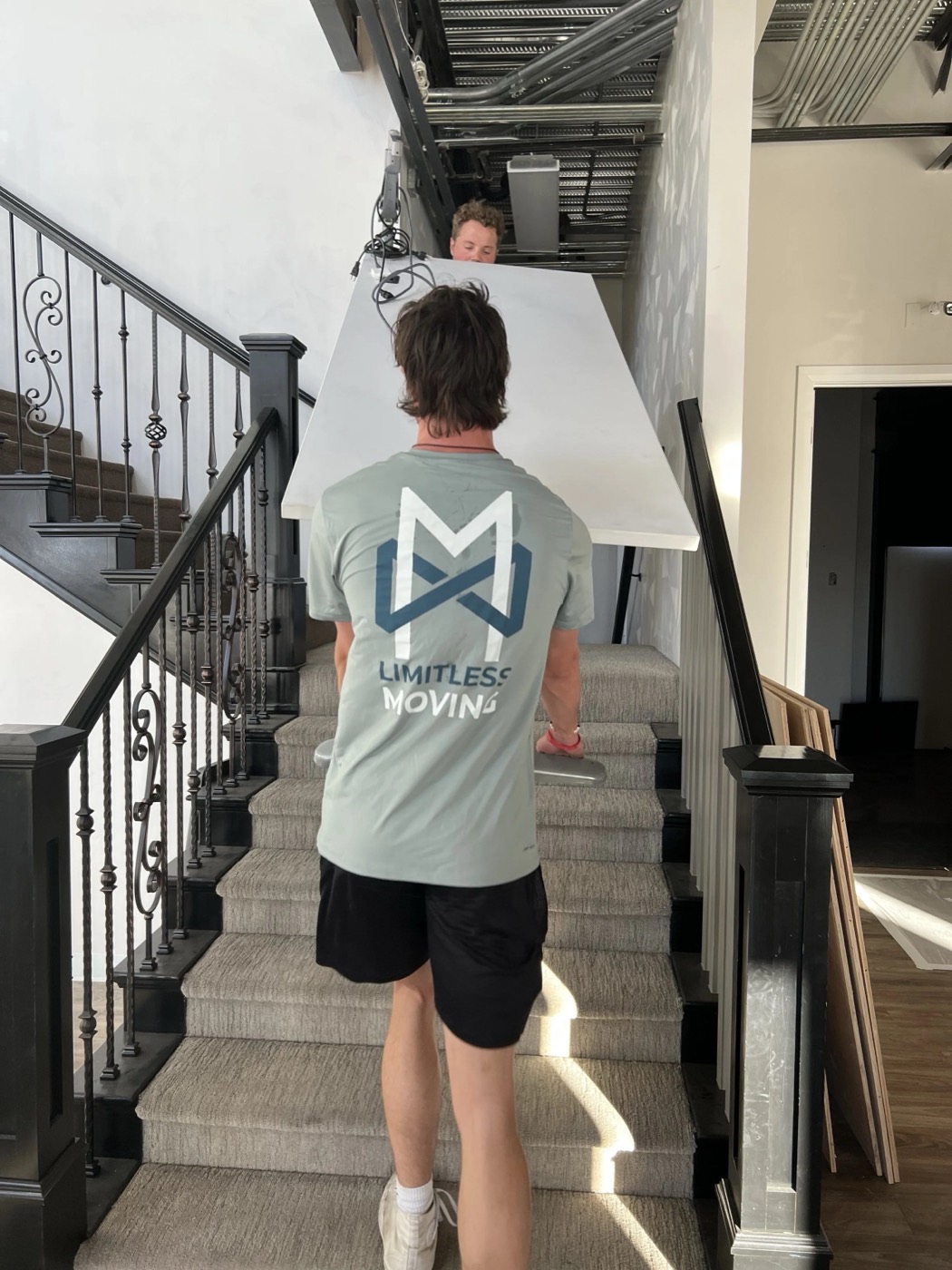 Taking a large piece down the stairs
