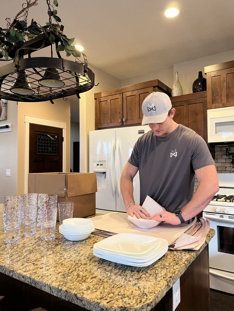 Wrapping dishes in the kitchen