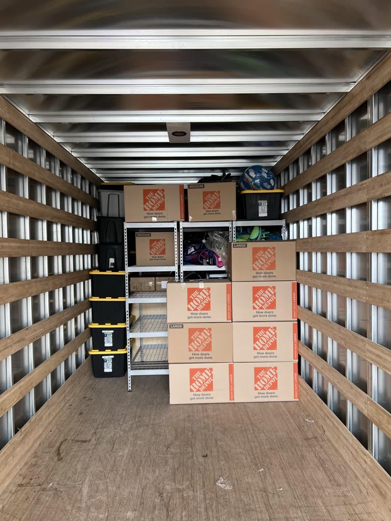 Boxes stacked and loaded in the truck